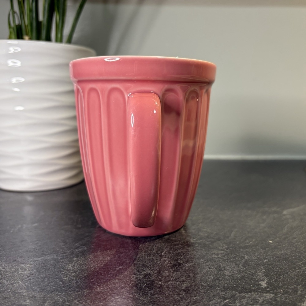 2006 Starbucks Pink Ribbed 16 oz Coffee Cup Mug W Handle Ceramic EUC - Picture 3 of 8